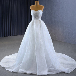 Bling Sleeveless A-Line Bridal Wedding Dress for Women