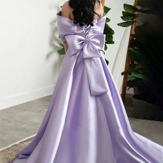 Lilac Elegant Mermaid Evening Dress 2024: Boat Neck, Beaded, Satin, Sexy - Ideal for Women's Party