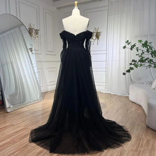 Ships in 1 to 3 Days - Arabia Nude Mermaid Boat Neck Evening Dress with Overskirt - Luxurious Attire for Women's Wedding Party 2024