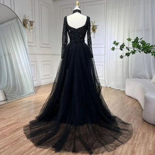 Arabia Blue Mermaid Elegant With Overskirt Luxury Dubai Evening Dress Gown for Women Wedding Party 2024