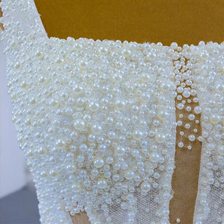 Luxury Heavy Beaded Pearls and Glitters Wedding Dress