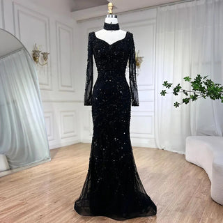 Arabia Blue Mermaid Elegant With Overskirt Luxury Dubai Evening Dress Gown for Women Wedding Party 2024