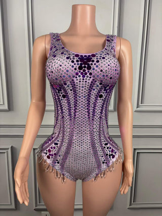 Dazzling Sequin Embellished Bodysuit with Intricate Patterns