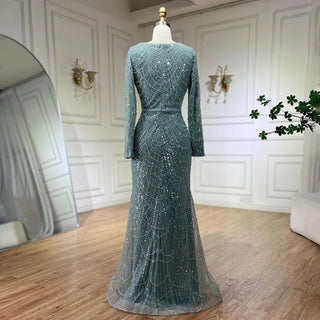 Ships in 1 to 3 Days - Muslim Hijab Mermaid Gown with Long Cape - 2024 Luxury Dubai Arabic Evening Dress for Formal Occasions