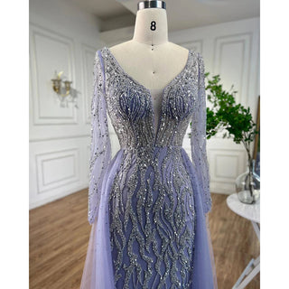 Ships in 1 to 3 Days - Blue Mermaid Elegant One Shoulder Evening Gown 2024: Beaded Luxury for Women's Party