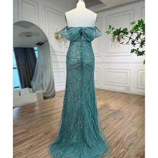 Green Luxury Mermaid Evening Dress: 2024 Beaded Elegant Gowns for Women's Party