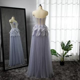 Lilac Strapless A-Line Evening Dress 2024 - Luxury Crystal Embellishments for Women's Wedding Party