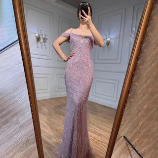 Sexy Pink Long Sparkly Girl Birthday Beaded Off-Shoulder Formal Prom Dress 2024 - for Women's Wedding Party