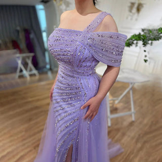 Turquoise Mermaid Evening Gown 2024: High Split, Luxury Beaded, Elegant for Women's Party