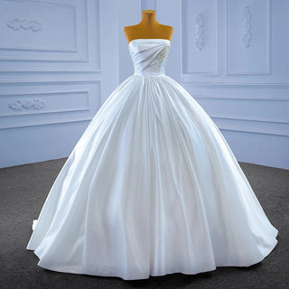 Minimalist Boat Neck Sleeveless Ball Gown Wedding Dress