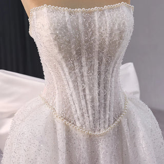 Fashion Bow Beading Sleeveless Bridal Wedding Dresses