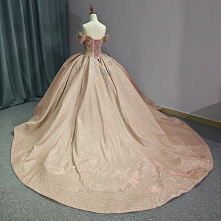 Crystal Sweetheart Off Shoulder Empire Ball Gown Quinceañera Dresses