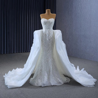 Luxury Sweetheart Sequin Beaded Mermaid Wedding Dress with Train