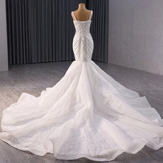 Luxury Sleeveless Spaghetti Strap Sequins Mermaid Bridal Wedding Dresses