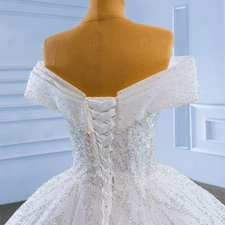 Exclusive Off Shoulder Sequins Empire Ball Gown Wedding Dress