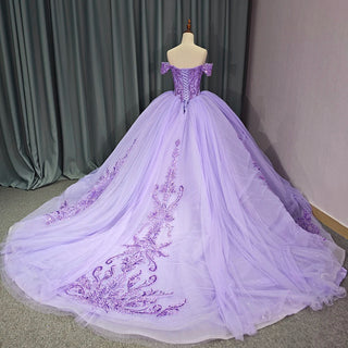 Elegant Purple Long Tail Quinceañera Dresses 2024 Empire