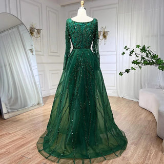 Elegant Green Split Mermaid Evening Gown 2024: Luxury Beaded Dubai for Women's Wedding Party