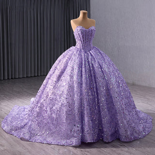 Shiny Sleeveless Purple Sweetheart Quinceañera Dresses For 15 Girls