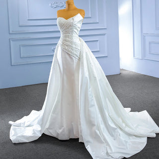 Crystal Sweetheart Satin Ruffle Mermaid Wedding Dress