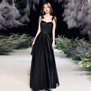 Elegant Black Sweetheart Satin A-Line Prom Dress - Evening Gown