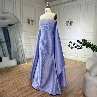 Ships in 1 to 3 Days - 2024 Lilac Spaghetti Strap Mermaid Evening Gown with Satin Shawl - Luxury Beaded Elegance for Women's Wedding Party