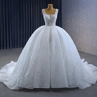 Elegant Square Collar Puffy Bridal Wedding Ball Gown Dresses