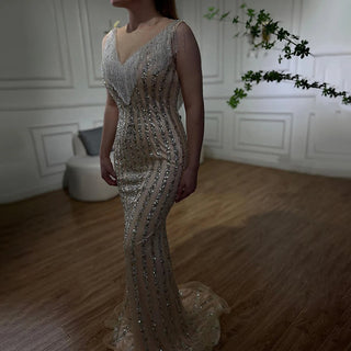 Luxury Sparkle Sleeveless Mermaid Evening Dress - Exquisite Beading, Sequined Details, Backless Design for a Sexy Fashion Statement