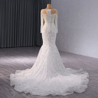 Beautiful Pearls Mermaid Slim Wedding Gowns Dresses For Girls