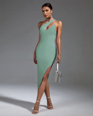 Elegant Light Blue Bandage Bodycon Party Dress - 2024 Chic Evening Gown for Women