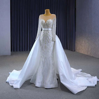 Gorgeous Illusion Mermaid Wedding Dress with Detachable Train