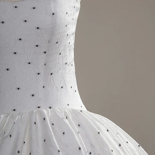 Elegant Spaghetti Strap Dot Ball Gown Bridal Wedding Dress