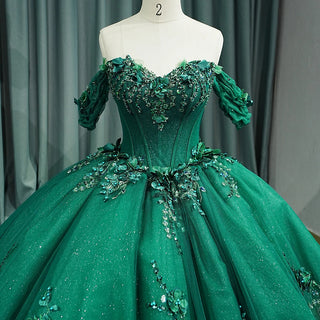 Luxury Dark Green Shiny Evening Formal Gowns Dresses With Long Tail