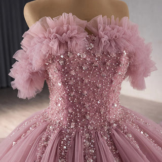 High-Quality Sequin Crystal Ball Gown for Coming-of-Age Ceremony