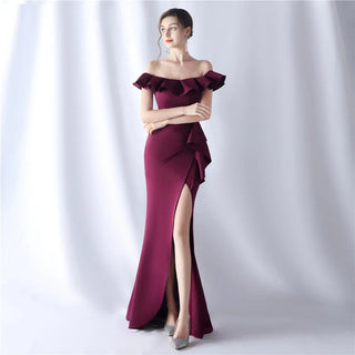 Sexy One-Shoulder Green Ruffle Evening Dress - Celebrity Maxi Party Dress for Women