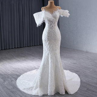 Vintage Off-Shoulder Embroidered Mermaid Wedding Long Dress