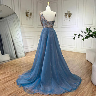 Blue High Split With Overskirt Mermaid Luxury Beaded Dubai Evening Dress: 2024 for Women's Wedding Party