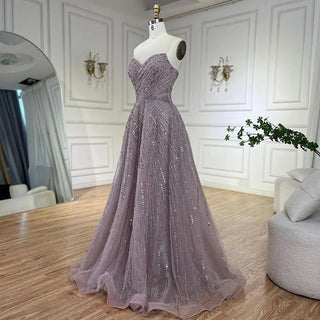 Ships in 1 to 3 Days - Arabic Caramel A-Line Strapless Beaded Luxury Dubai Evening Dresses Gowns For Women Wedding Party 2024