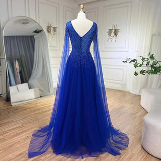 Luxury Dubai Royal Blue Evening Dress - Plus Size Formal Gown for Women's 2024 Wedding, Birthday Party, and Prom