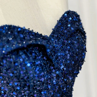 New Blue A-Line Prom Dress with Sequins and Off-Shoulder Design