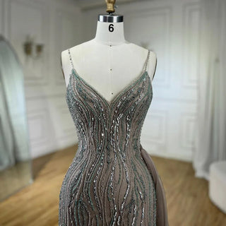 Mermaid Spaghetti Strap Luxury Beaded Split Evening Dresses Gowns For Women Party Prom Dresses 2024