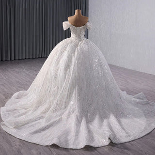 Heavy Beaded Off Shoulder Ball Gown Girls Wedding Dresses