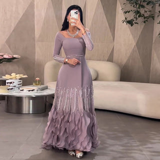 Luxury Lilac Ruffle Dubai Evening Dress for Women – Saudi Arabia 2025 Wedding Party Gown