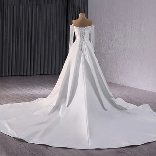 Elegant Satin Ruffle Tulle Fabric Mermaid Wedding Dresses With Train