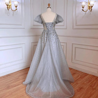 Elegant Silver Gray Evening Dresses: 2024 Luxury Dubai Gowns for Women's Wedding Parties