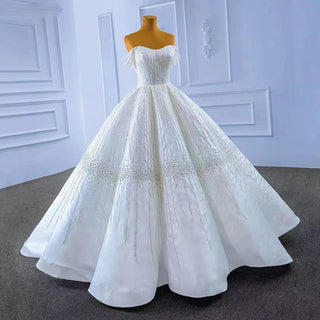 Crystal Off-Shoulder Sequin Ball Gown Wedding Dress