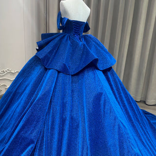 Glitter Royal Blue Sweetheart Empire Ball Gown Quinceañera Dress