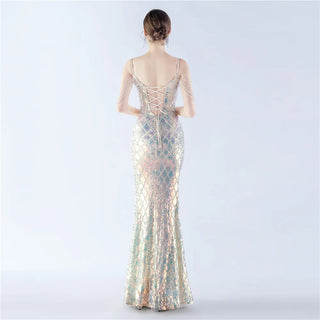 Off-Shoulder Sequin Formal Evening Dress - Long Party Maxi Dress