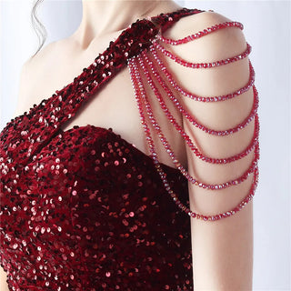 Stunning One-Shoulder Sequin Prom Dress with Ankle-Length Mermaid Evening Dresses