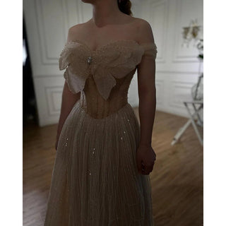 Elegant Cream A-Line Ankle-Length Evening Dress with Luxury Beading and Appliques - 2024 Women's Formal Prom Dress