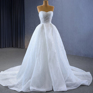 Bling Sleeveless A-Line Bridal Wedding Dress for Women